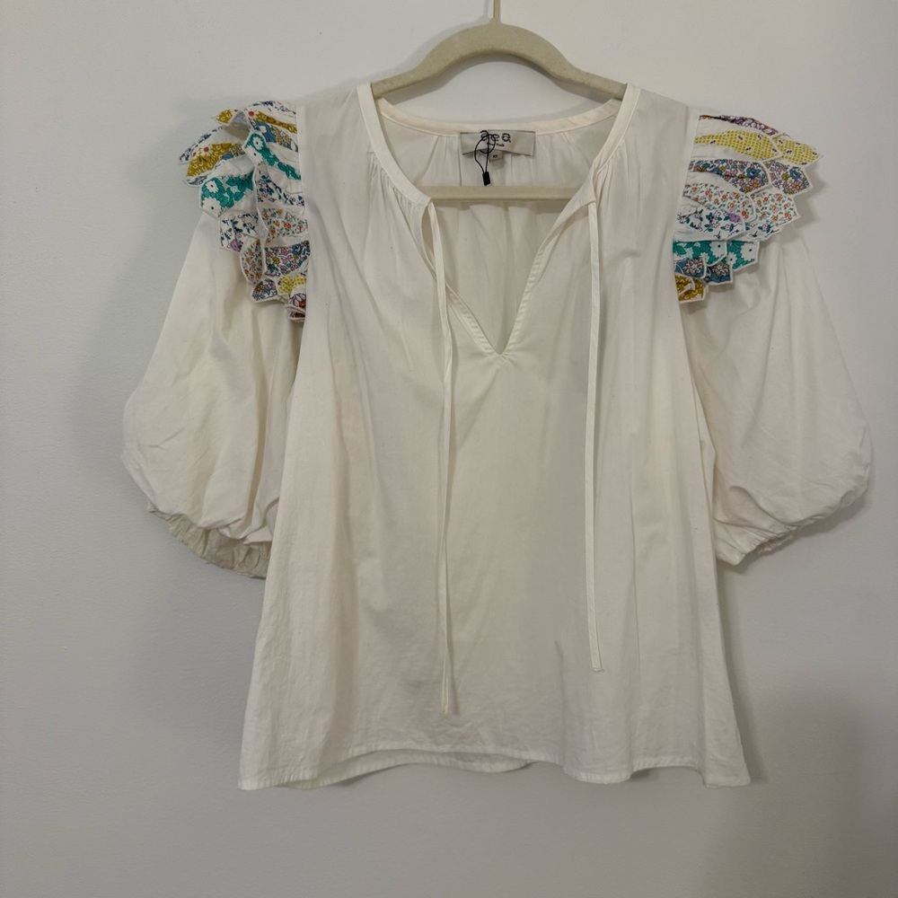 Sea New York White Puff Sleeve Blouse Size XS